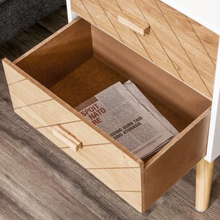 Mesita de Noche Diseño Moderno 2 Cajones Amplia Superficie, Madera, 40X30X55.5 Cm