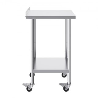 Banco da Lavoro in Acciaio Inox 24 x 24 x 40 Pollici, Banco Preparazione Alimenti Commerciale con Ruote, Banco da Lavoro Pesante, Banco da Lavoro in Metallo con Altezza Regolabile per Ristoranti...
