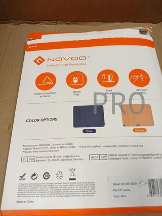 Custodia per laptop NOVOO RT14 4 in 1, Custodia in pelle impermeabile, Supporto per laptop, Slot per schede, Tappetino per mouse, Compatibile con MacBook Air/Pro 14" - Blu
