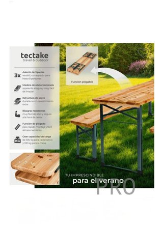 Conjunto de mesa y bancos para exterior SISSI 170cm