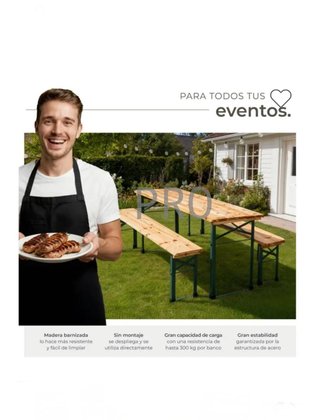 Conjunto de mesa y bancos para exterior SISSI 170cm