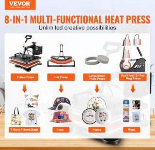 Máquina de Impresión Vevor Negra 8 en 1