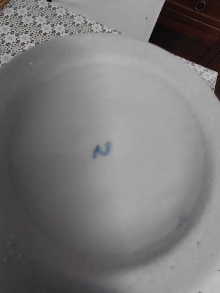 Vaso artigianale in porcellana blu e bianca