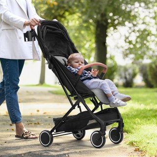 Passeggino Standard per Bambini con Schienale Regolabile 95°-175° e Poggiapiedi Regolabile 0/90°, Pieghevole con Un Click, Portabicchieri e Borsa