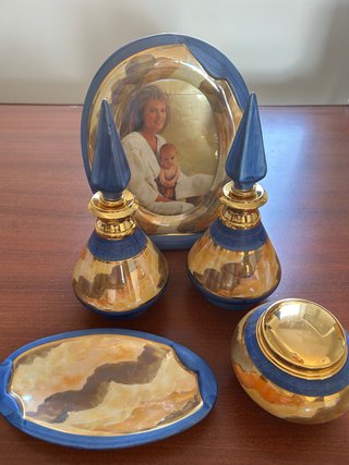 Set di trucco blu e dorato
