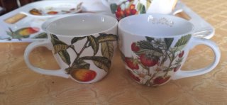 Set da tè con decoro fiori e frutta