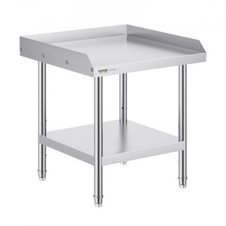 Tavolo da Lavoro in Acciaio Inox, Tavolo Preparazione Alimenti Commerciale 24 x 24 x 26 Pollici, Tavolo Preparazione Pesante con Supporto 3 Lati, Tavolo Metallo Altezza Regolabile...