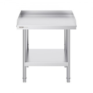 Tavolo da Lavoro in Acciaio Inox, Tavolo Preparazione Alimenti Commerciale 24 x 24 x 26 Pollici, Tavolo Preparazione Pesante con Supporto 3 Lati, Tavolo Metallo Altezza Regolabile...