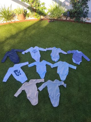 Lote 9 Bodies H&M Manga Larga 0-3 meses 62 Cm