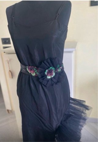 Abito vintage cerimonia nero con fiori