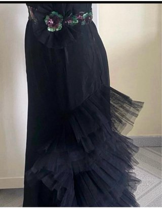 Abito vintage cerimonia nero con fiori