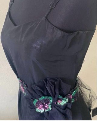 Abito vintage cerimonia nero con fiori