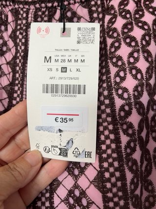 Pantalón ancho bordado perforado Zara T.M