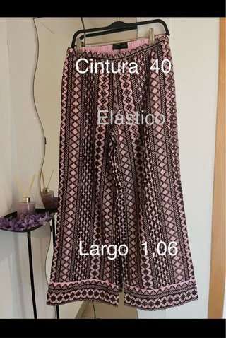 Pantalón ancho bordado perforado Zara T.M