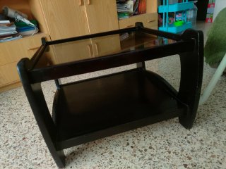 Mesa centro madera y cristal negra
