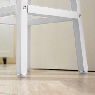 Conjunto de 2 Taburetes de Madera y Acero, Taburetes de Cocina con Reposapiés para Sala de Estar, Comedor, Cocina y Bar, Estilo Industrial, 32.5X32.5X65 Cm, Blanco y Color Madera
