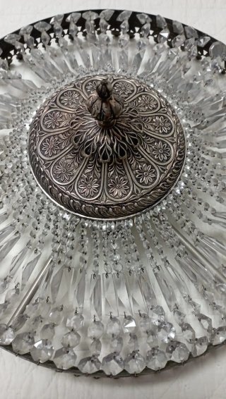Lámpara de techo de cristal y metal
