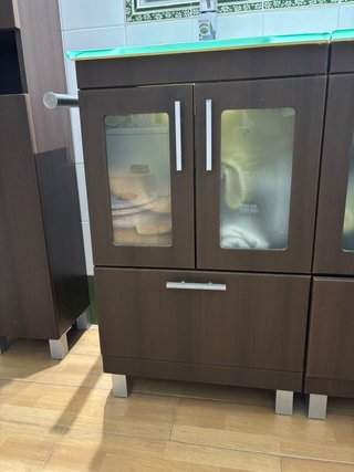 Mueble de baño madera y cristal