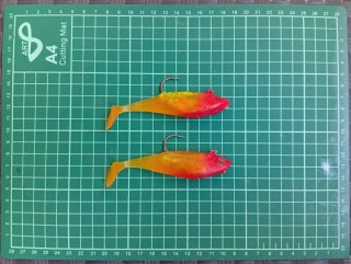 2 Vinilos Señuelos Pesca Storm Naranja/Rojo