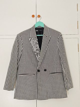 Blazer ZARA cuadros blanco y negro