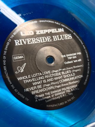 disco Lp vinilo Led Zeppelin – Riverside Blues, made in europe, vinilo azul, rareza, 1989