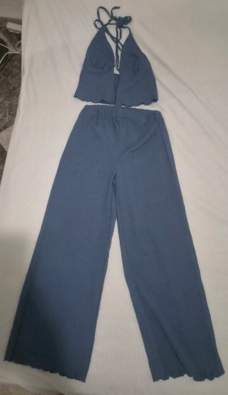 Conjunto Top y Pantalón Ancho Azul