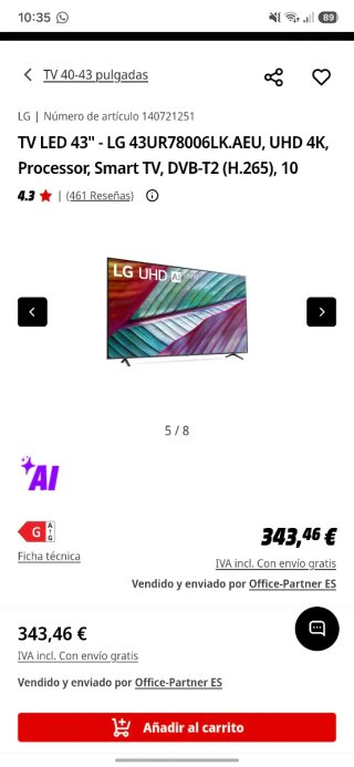 TV LG 43 UHD 4K Smart TV