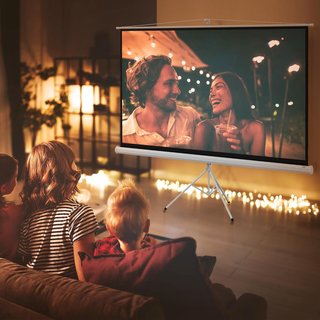Pantalla de Proyector de 100 Pulgadas 4K HD Formato 16:9 con Trípode Plegable y Altura Ajustable, Pantalla de Proyector Portátil, Gran Ángulo de 160 Grados, para Casa, Hogar, Cine, Exterior, Blanco
