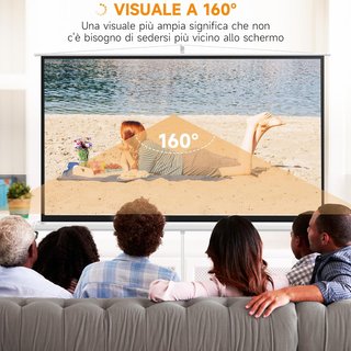 Pantalla de Proyector de 100 Pulgadas 4K HD Formato 16:9 con Trípode Plegable y Altura Ajustable, Pantalla de Proyector Portátil, Gran Ángulo de 160 Grados, para Casa, Hogar, Cine, Exterior, Blanco