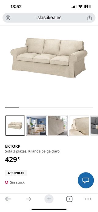 Sofá 3 plazas EKTORP beige