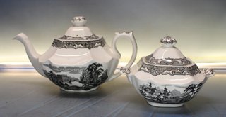 Juego de café o té Cartuja de Sevilla Pickman serie ”Vistas”.