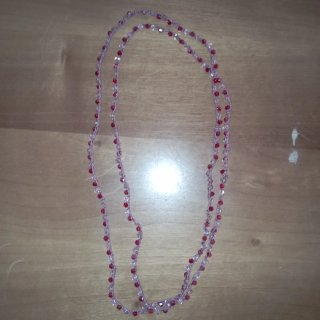 Collana perle rosse e rosa antico