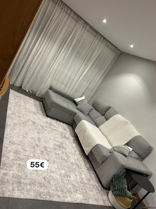 Alfombra salón beige y gris
