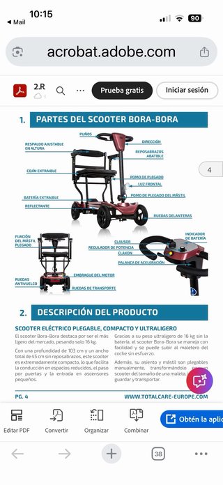 Scooter eléctrico plegable ultraligero