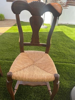 Pack 4 Sillas Madera Asiento Mimbre
