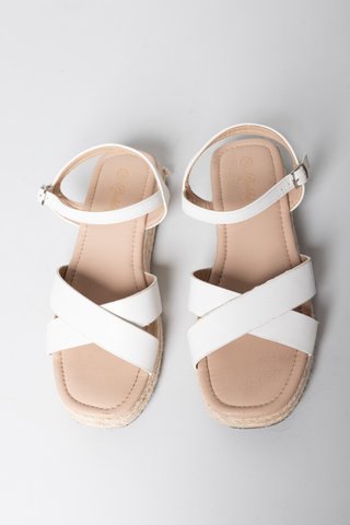Sandalias blancas de niña de cuña esparto Talla 36