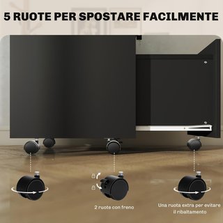 Archivador De Oficina Con 2 Cajones, 5 Ruedas Y Estante Abierto, Cajonera De Oficina Con Cerradura Y 2 Llaves para Carta/Formato A4, Armario Vertical Para Estudio, 39X40X65 Cm, Negro
