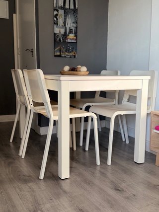 Mesa de comedor blanca extendible