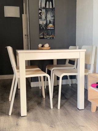 Mesa de comedor blanca extendible