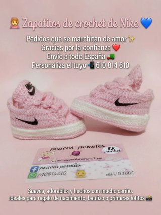 Patucos de crochet Nike para bebé