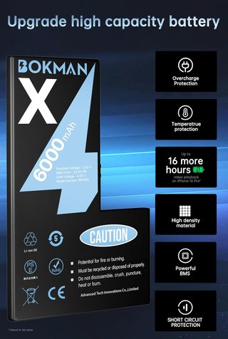 Batería BOKMAN iPhone X 6000mAh + Kit
