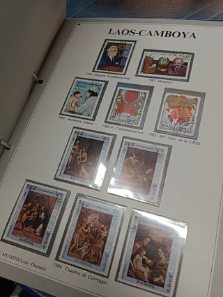 coleccion, SELLOS DEL MUNDO. 8 ARCHIVADORES con fichas y sellos de cada pais, COMPLETA. ORBIS FABBRI