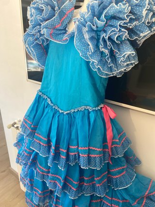 136 Vestido Flamenca Gitana Azul y Rosa
