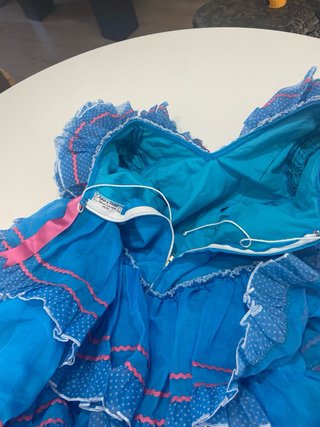 136 Vestido Flamenca Gitana Azul y Rosa