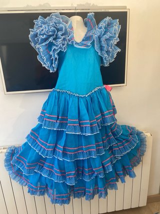 136 Vestido Flamenca Gitana Azul y Rosa