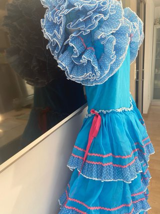 136 Vestido Flamenca Gitana Azul y Rosa