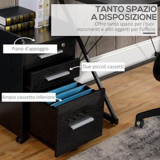 Archivador De Oficina Con 3 Cajones, 5 Ruedas, Cajonera De Oficina Con Cerradura Y 2 Llaves para Carta/Legal/Formato A4, Armario Vertical Para Estudio, 39.2X40X65.4 Cm, Negro