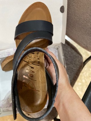 Sandalias Blonde Cuña Talla 34 Negras