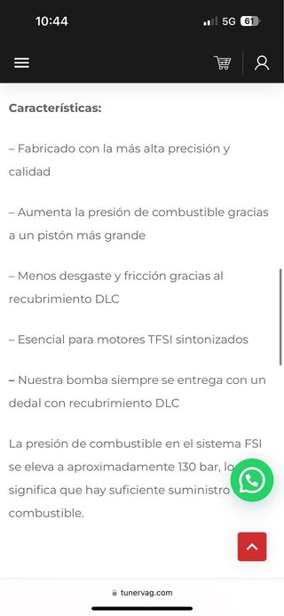 PISTON BOMBA DE ALTAS 2.0TFSI V2 Bar-Tek 2.0 TFSI