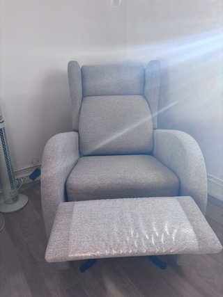 Sillón reclinable tela beige/gris